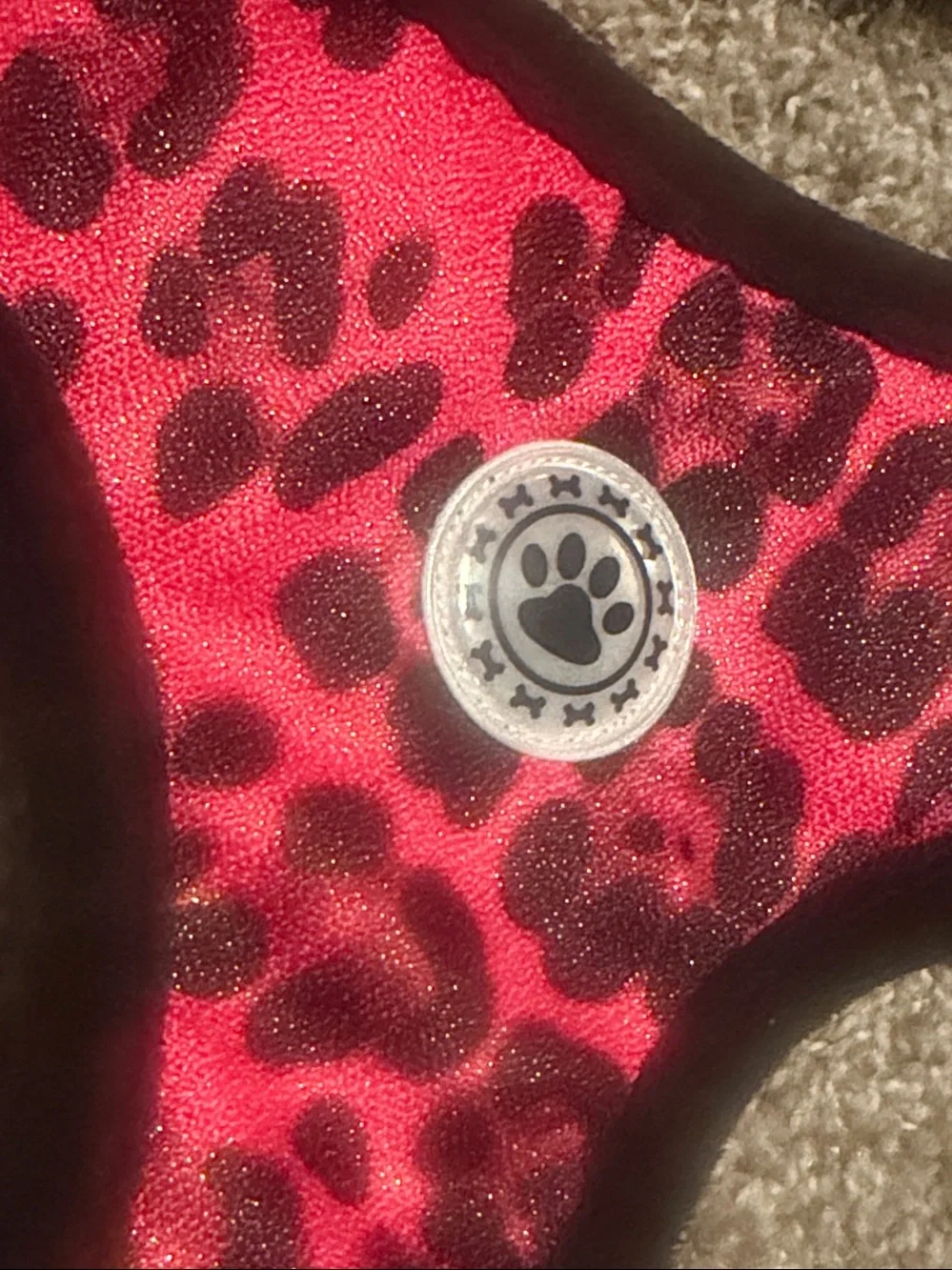MyDog simple dog harness in pink/black animal print & faux fur (XL) EUC!